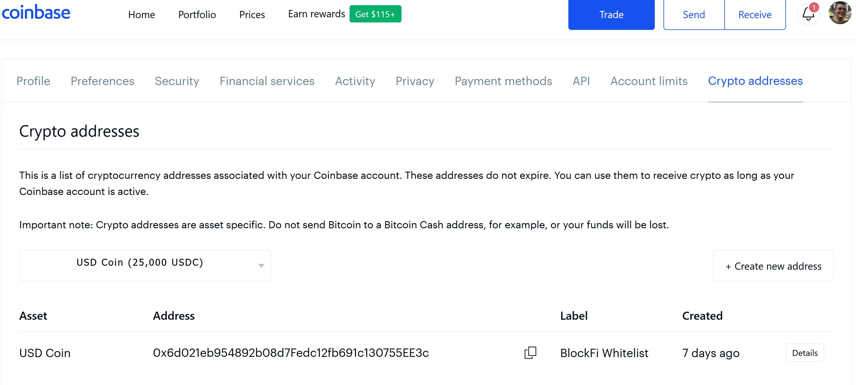 Coinbase Address